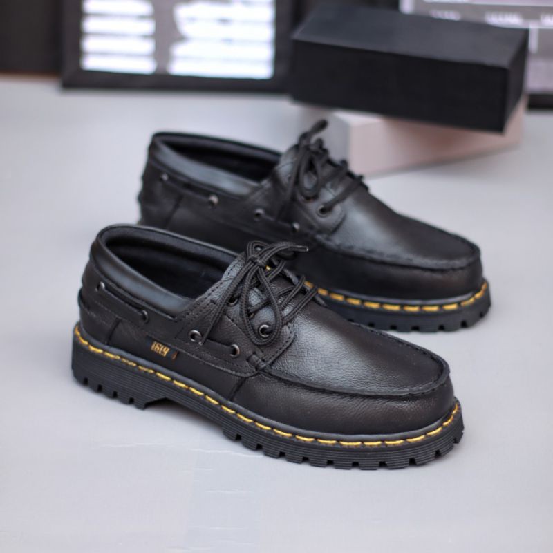 Xshoesbdg.id x Triump Sepatu Formal Pantofel Pria Hitam Kulit Asli Kerja Kantor Kuliah