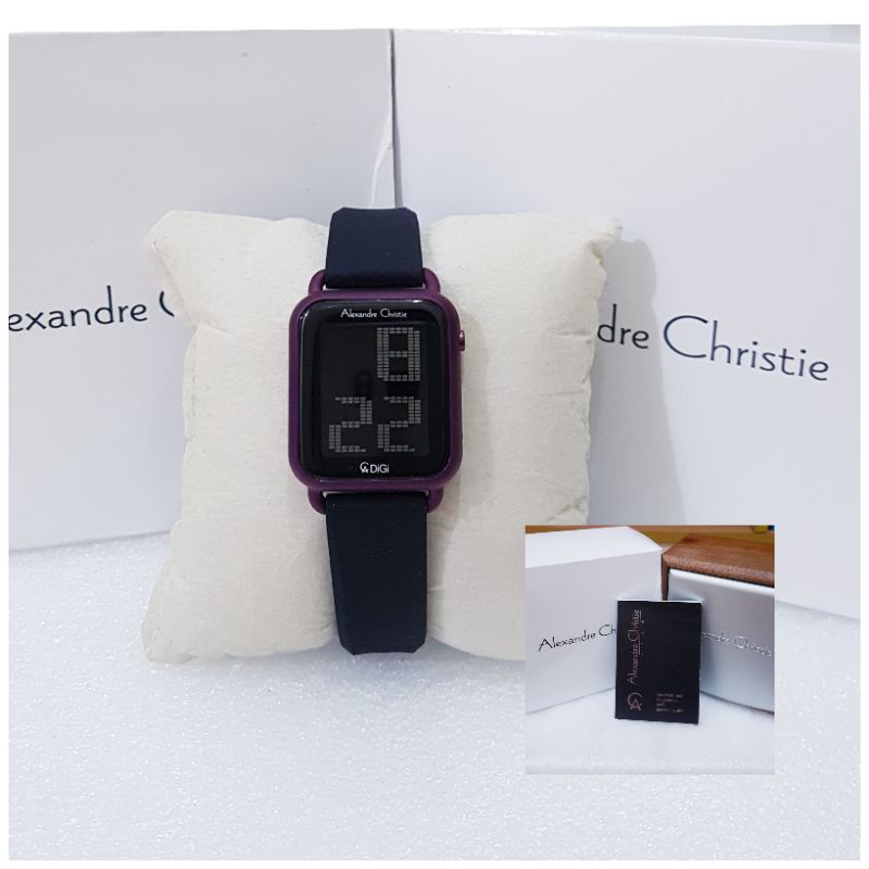 ALEXANDRE CHRISTIE WANITA AC 9332 BLACK MAROON JAM TANGAN ALEXANDRE CHRISTIE ORIGINAL