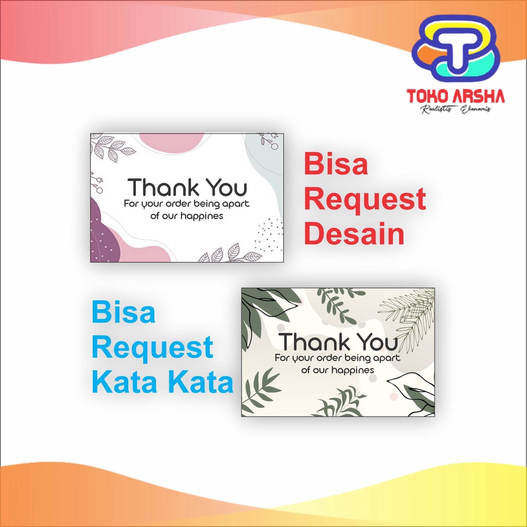 

Thank You Card Custom Olshop / Lucu / Elegan / Simple / Bunga / Aesthetic READY di Toko_Arsha