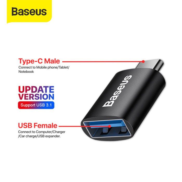 Baseus Mini Adaptor OTG Type C to USB 3.1 - Type C Male to USB Female - Garansi Resmi 6 Bulan