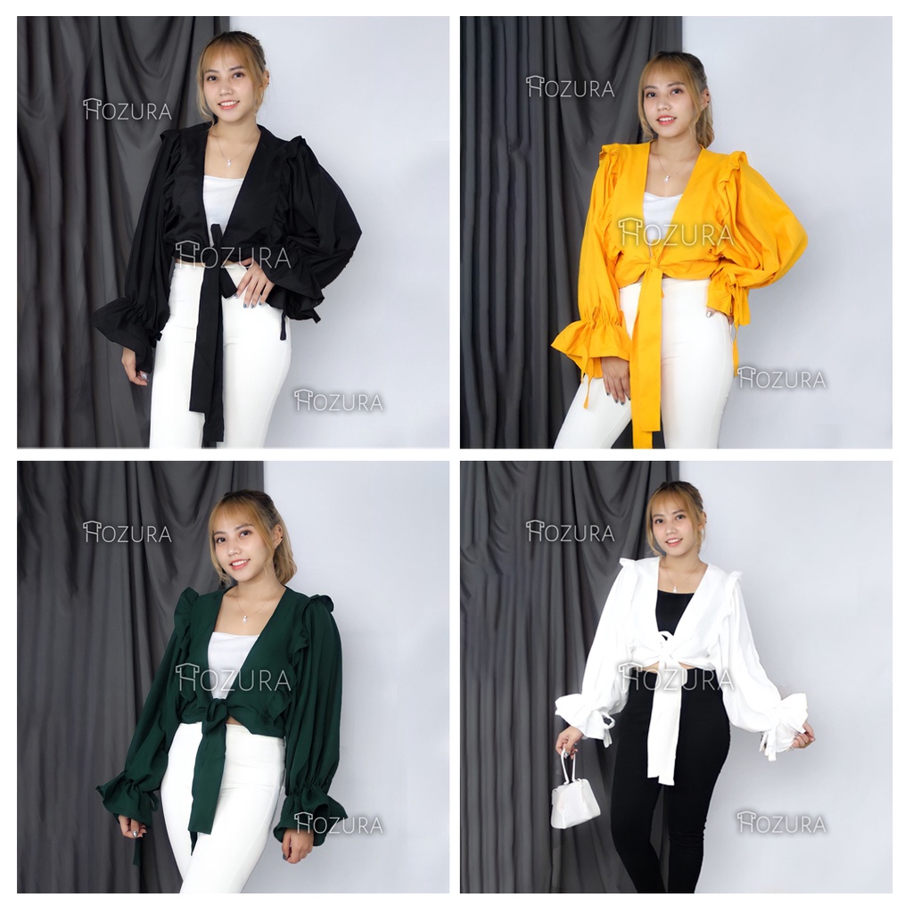 HOZURA - Outer Wanita Gracia - Luaran Wanita - Blouse Outer Wanita - Felecia Basic Outer Atasan Wanita - Kardigan Premium - Cardigan Korea Model Terbaru Murah - Outer Cardigan Wanita Bahan Moscrepe - Korean Style - Baju atasan Mewah COD Gratis Ongkir