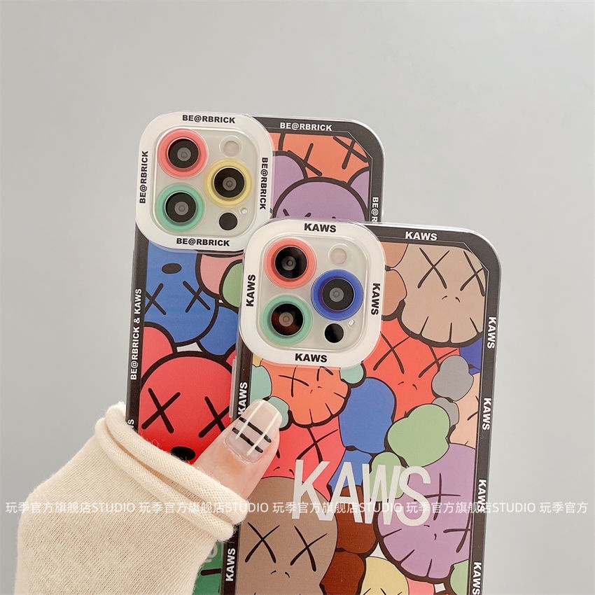 Warna-warni Beruang Wajah Pola Ponsel Case untuk iPhone 13 7 8 Plus X Xs Xr XsMax 11 11Pro 11promax 12 12Pro 12ProMax Lembut Silicone Cover Jdj7