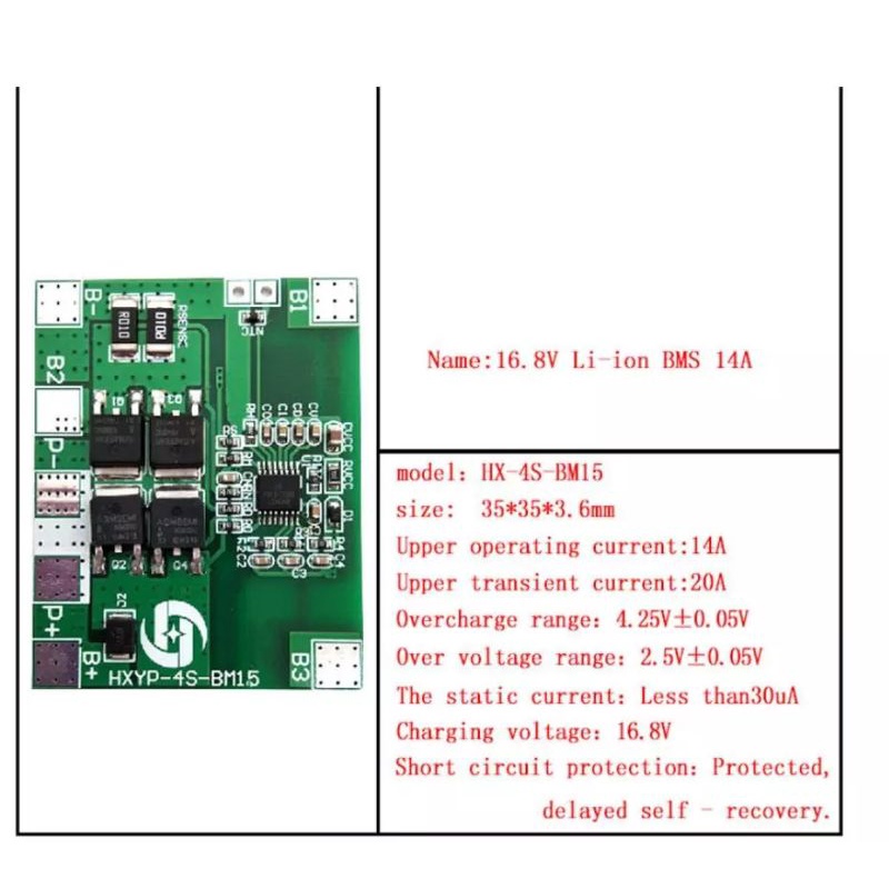 BMS 4S 12V 20A 3.2V Lipo LiFePo4 baterai proteksi bateray - B104