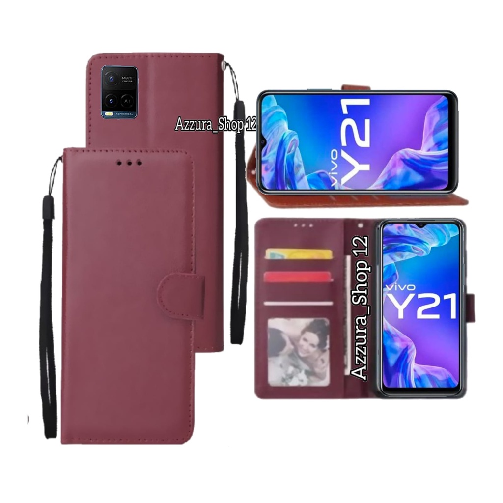 Case  Vivo Y21 2021 / Vivo Y21s 2021 Casing Dompet Flip Cover Leather Premium Sarung Buku HP