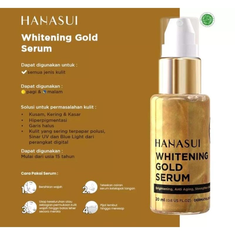 Serum Gold Hanasui Original Bpom / serum Whitening bpom / serum emas / serum recommended/ Hanasui