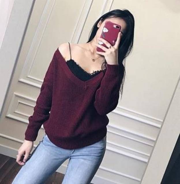 V Dalle Rajut BG9 / BAJU / ATASAN / BLOUSE RAJUT / POLOS / TERMURAH / NEW / BEST SELLER