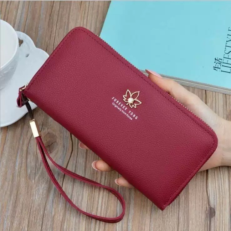 Dompet Wanita Panjang Leaf Elegant Premium Korea Import