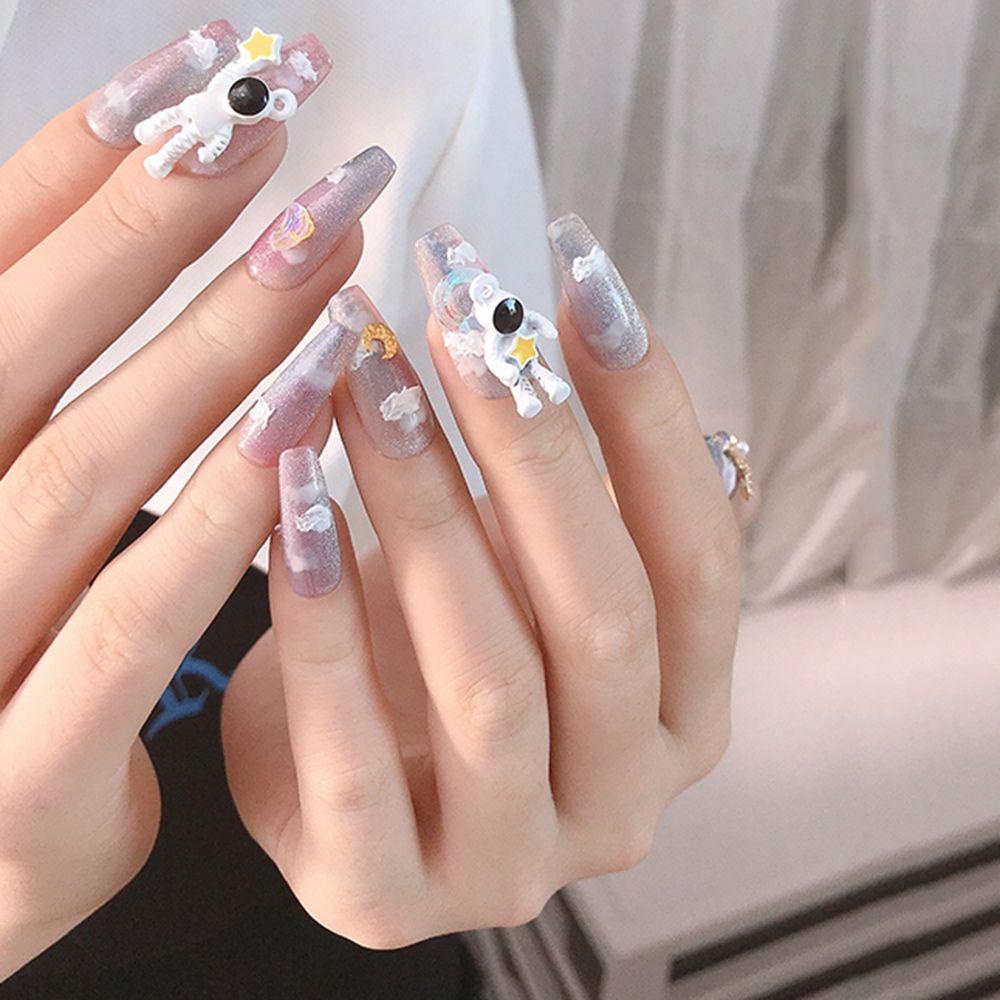 MXBEAUTY Astronot Nail Art Perhiasan INS-style Kreatif Kartun DIY Hiasan Nail Art