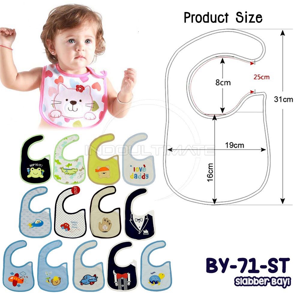 Slaber Kain Bayi BABY LEON BY-71-ST Slabber Bayi Baby Bib Sleber Slaber Makan Bayi Celemek Makan