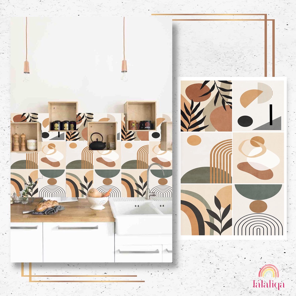 Sticker Tegel Hiasan Lantai Meja Kulkas Dinding Kompor Dapur - Tegel Brown