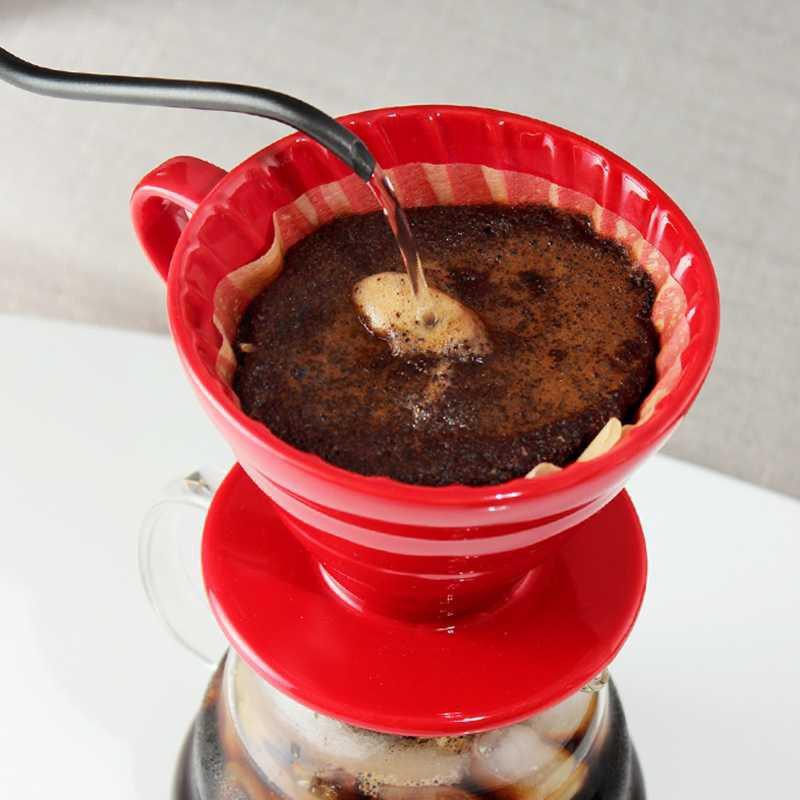 DROHOEY Filter Penyaring Kopi V60 Glass Coffee Filter Dripper ZM00639 [Hitam] [1-2 Cups]