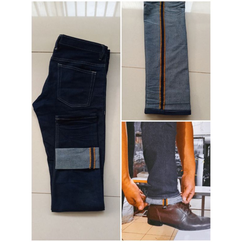 black denim full selvedge shell stitch orengeman 14 oz