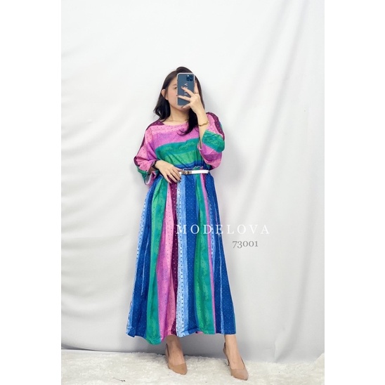 MDLV ~ 73001GUAVANIA LOOSE DRESS GAUN RAINBOW DRESS BIGSIZE DRESS WANITA FASHION IMPORT