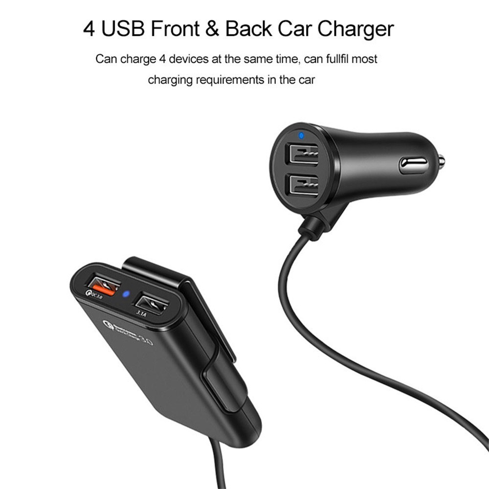 Car Charger HP Fast Charging Extension 4 Port USB 8A Penumpang Mobil Depan Belakang