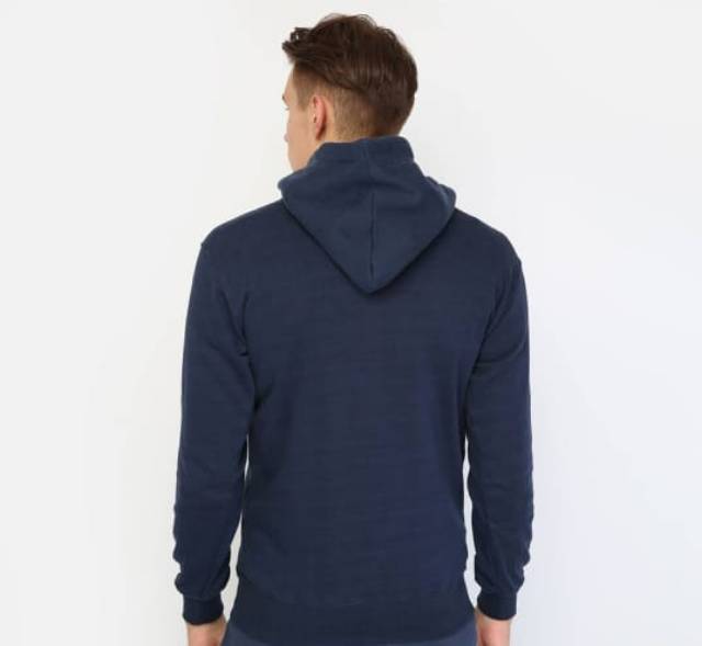 Jaket sweater hoodie jumper polos real cotton fleece murah Navy Biru dongker