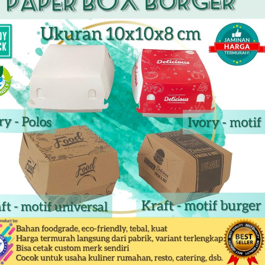 

Berkualitas! 50pcs Box Burger, Dus Burger, Kemasan Burger, Tempat Burger, Kotak Burger @50Pcs