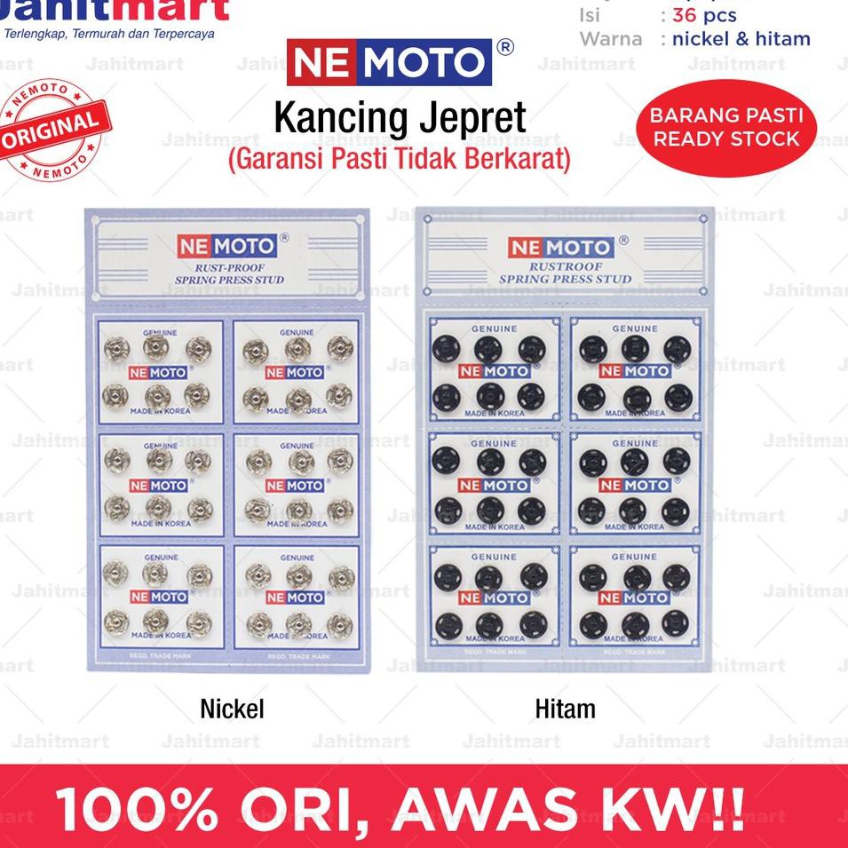 

beast sellller KANCING JEPRET MERK "NEMOTO" WARNA SILVER 1 PAPAN = ISI 36 PCS