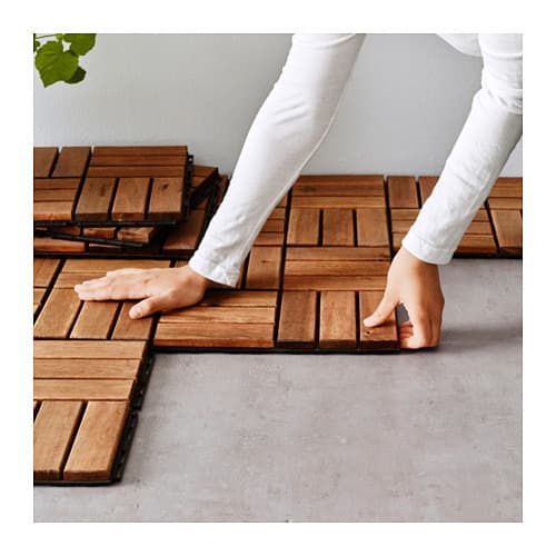 Dek Lantai Kayu Outdoor Brown-Stained Floor Decking 9Pcs @30x30 RUNNEN l NEW21