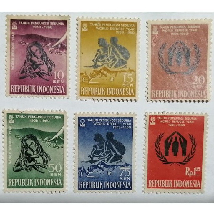 Perangko jadul Indonesia tahun 1960 set 6pcs