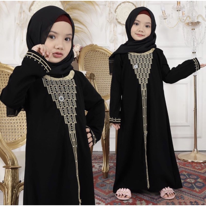 BEST SELLER DRESS MUSLIM ABAYA ANAK KIDS + PASMINA