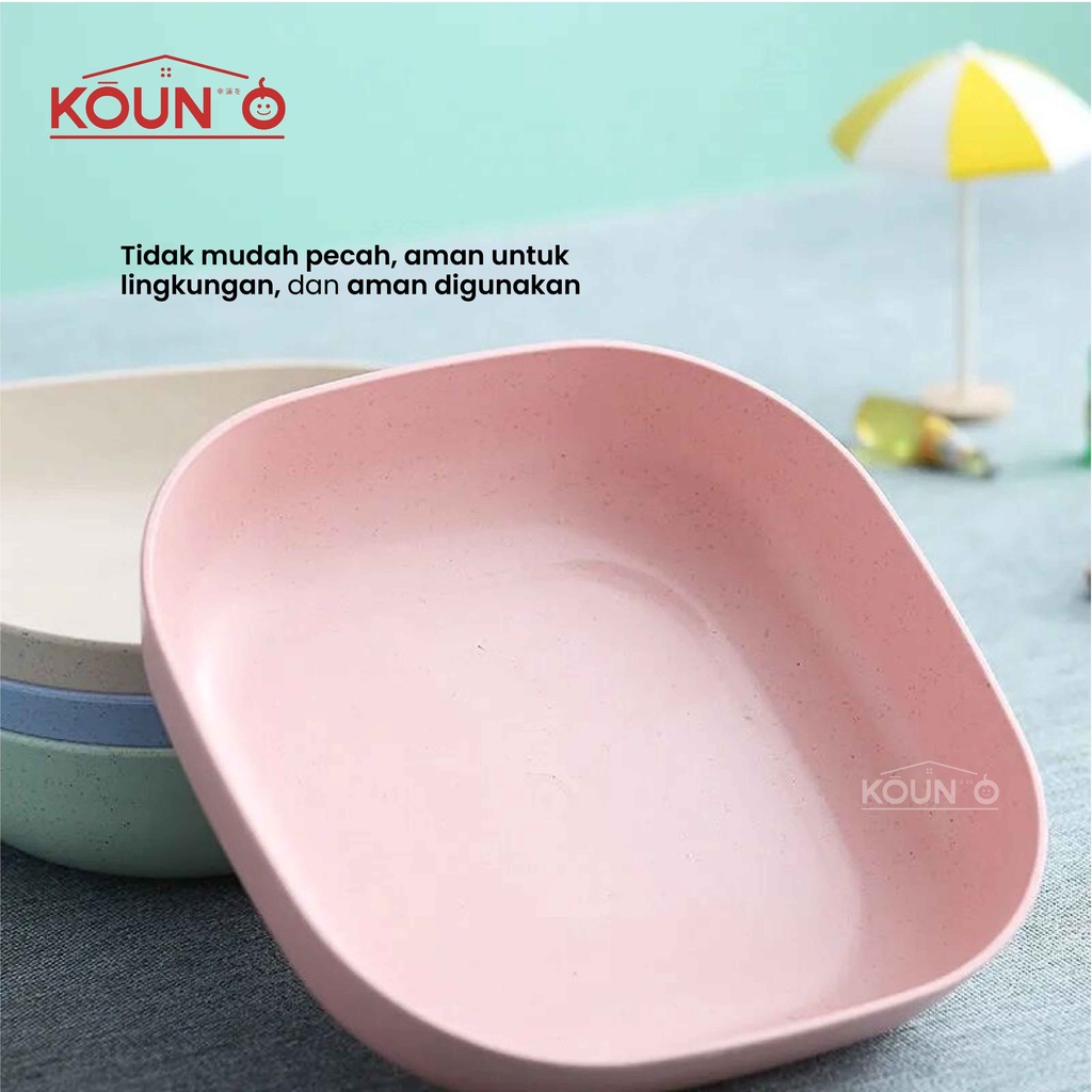 Piring Persegi Kecil Piring Buah Piring Sayur Piring Makanan Ringan Piring Plastik Mini Bahan Jerami Gandum BPA Free Warna Pink Biru Hijau Cream Perlengkapan Makan Rumah Wheat Straw Plate