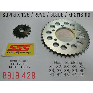 GEARSET   GIRSET   GEAR SET   GIR SET SSS SUPRA X 125   REVO   BLADE   KHARISMA BAJA 428 RANTAI SSS