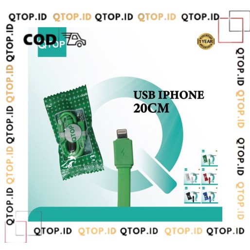 Kabel Charger QTOP CANDY 20cm Iphone [GARANSI]