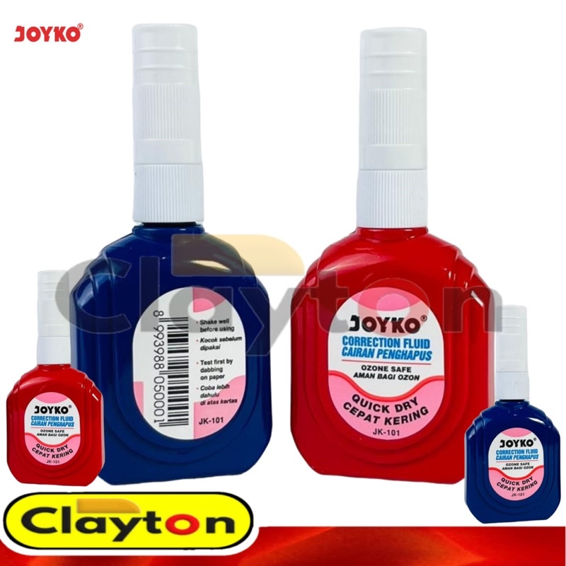 CORRECTION TAPE / TIP EX / CORRECTION FLUID /TIP X JOYKO BOTOL MERAH BIRU CAIR JK-101