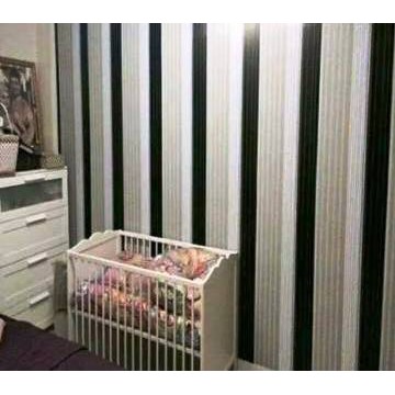 WALLPAPER STICKER | MOTIF GARIS HITAM PUTIH ABU | Uk. 45cm x 9m