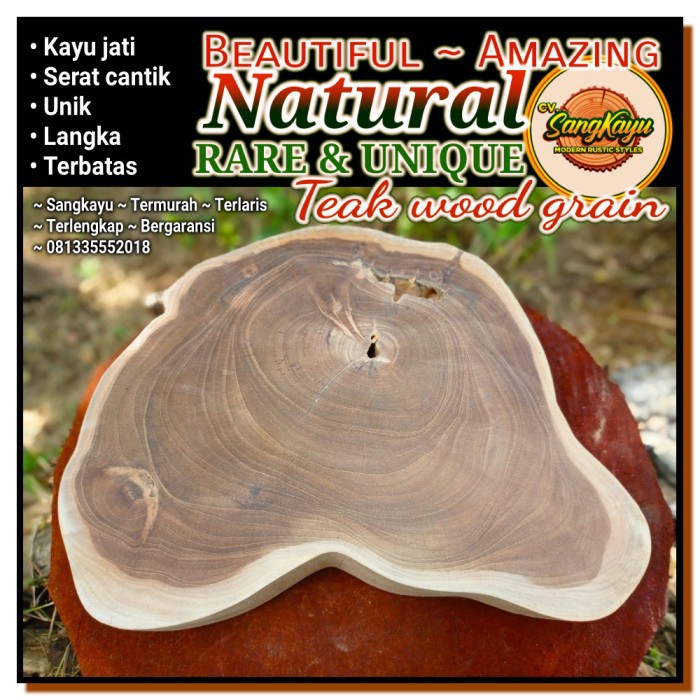 Kayu jati abstrak amazing grain teak wood 30-34cm properti foto dll