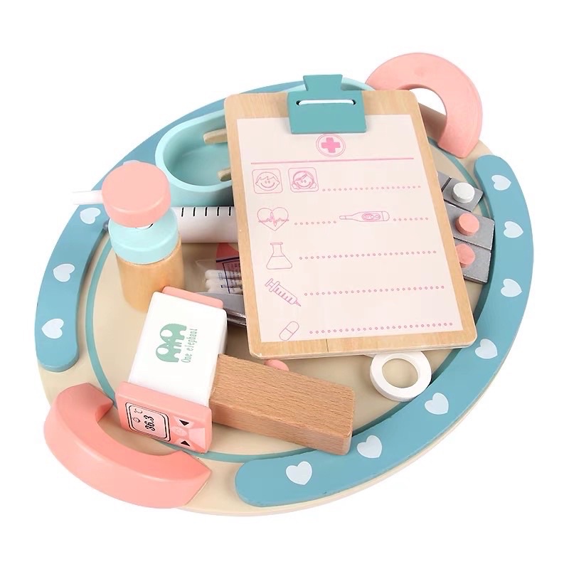 wooden nurse kits pretend plays mainan peran suster anak