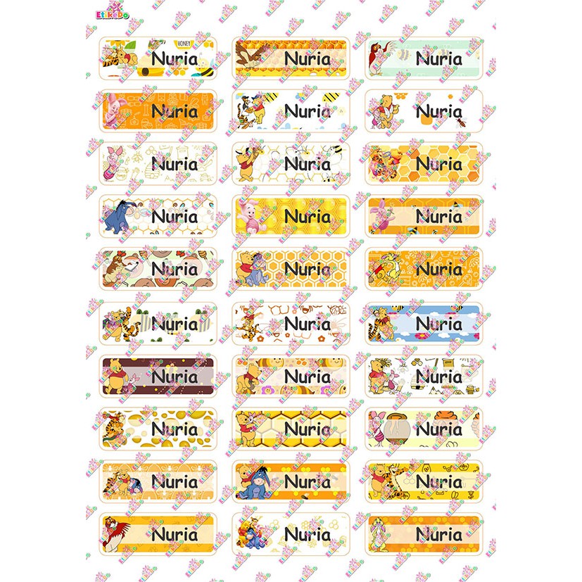 

LABEL NAMA WINNIE THE POOH 120 STIKER - ANTI AIR/LUNTUR -2 Nama WP1S2