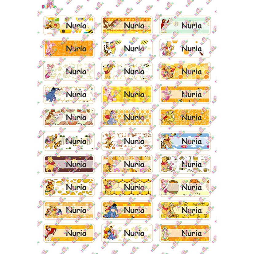 

LABEL NAMA WINNIE THE POOH 120 STIKER - ANTI AIR/LUNTUR -2 Nama WP1S2