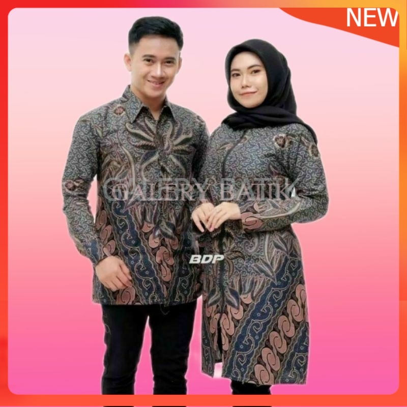 Batik Couple  Baju Seragam Batik Pria Batik Wanita Kantor Size M L XL XXL Terlaris Modern Lengan Panjang[GB]