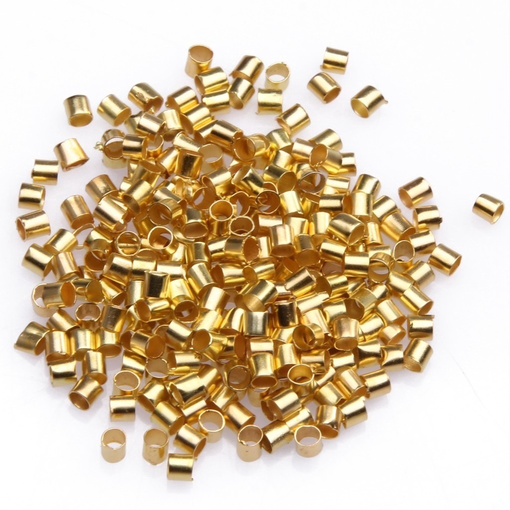 500pcs Manik-Manik Tabung Crimp End Warna Silver/Gold/Hitam/Perunggu Ukuran 1.5mm/2mm