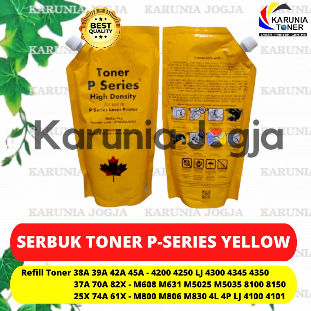 Serbuk Toner P-Series Yellow 45A 38A 39A 42X CF237A 70A C4182X CF225X C8543X 92274A C8061X Laserjet 