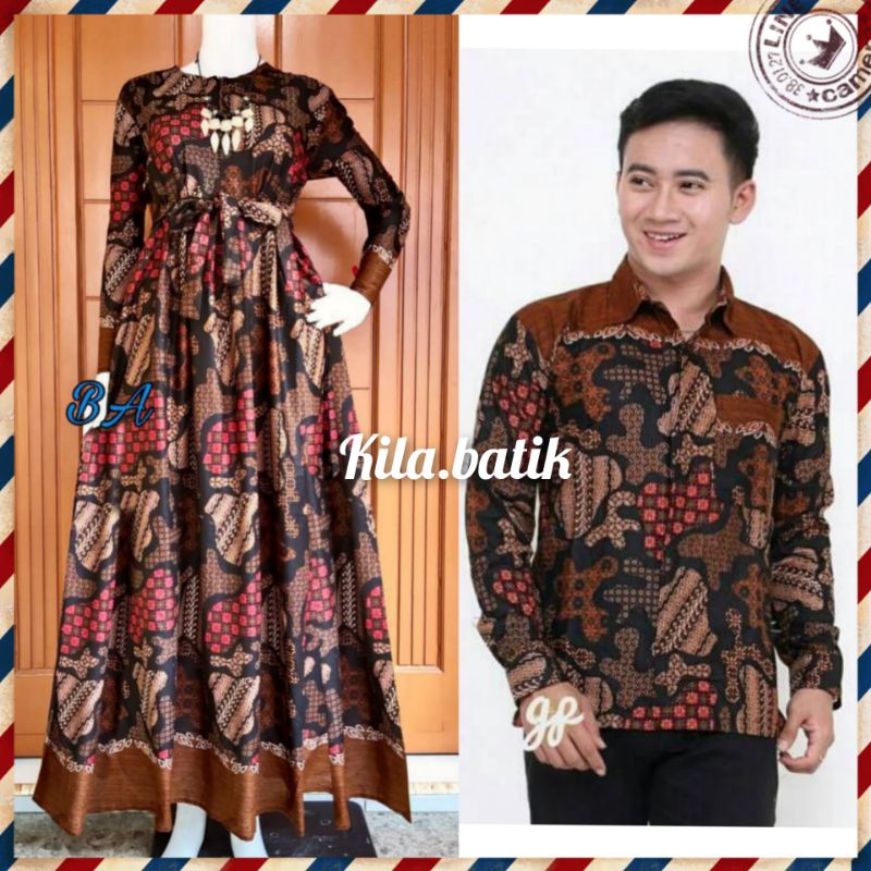 Maura Couple Sania Ruffle Batik Couple ori Ndoro jowi DNT Garansi Termurah motif pulau.S M L XL XXL