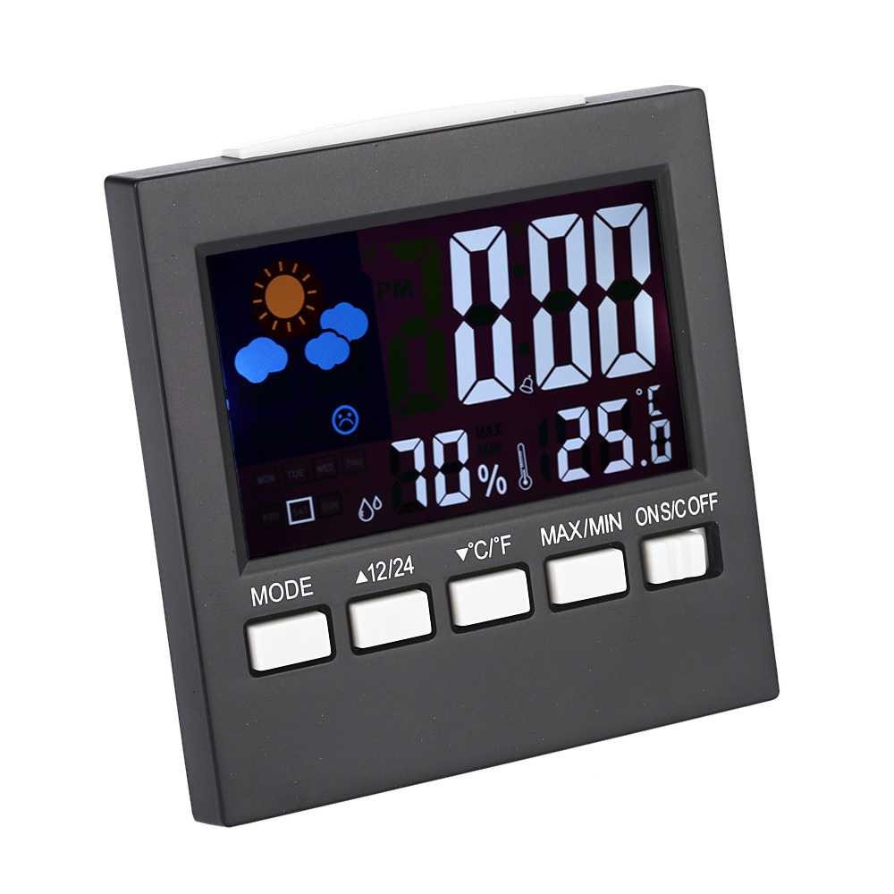 GS8 Jam Alarm LED Thermometer Hygrometer Forecast Weather Station LCD 2159T Hitam