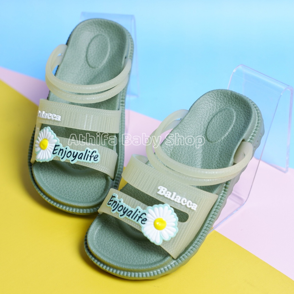 Sandal Anak Perempuan Bayi Balita Usia Bulan 1 2 3 4 5 Tahun Size 25 26 27 28 29 30 Sendal Slop Selop Karet Cewek Sandal Phylon Ringan -Ballaca 044k-