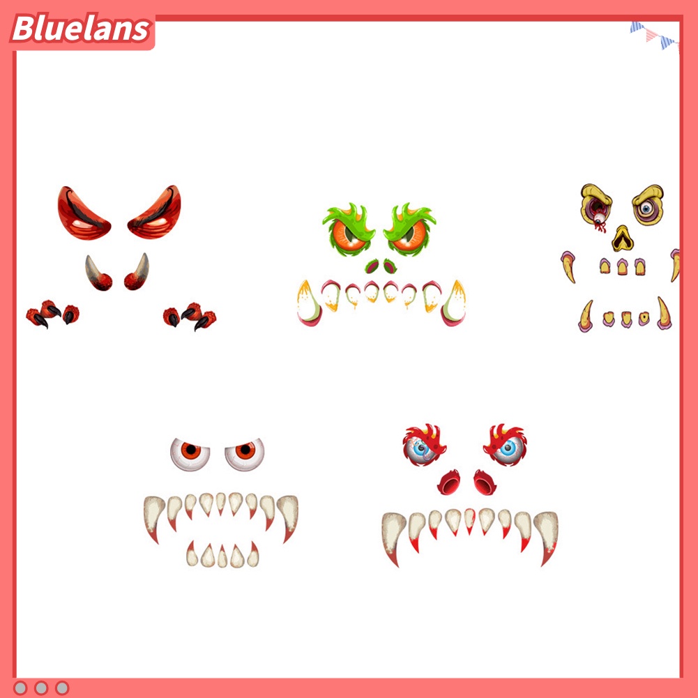 1 Set Stiker Dinding Desain Wajah Mata Besar Tahan Matahari Untuk Halloween