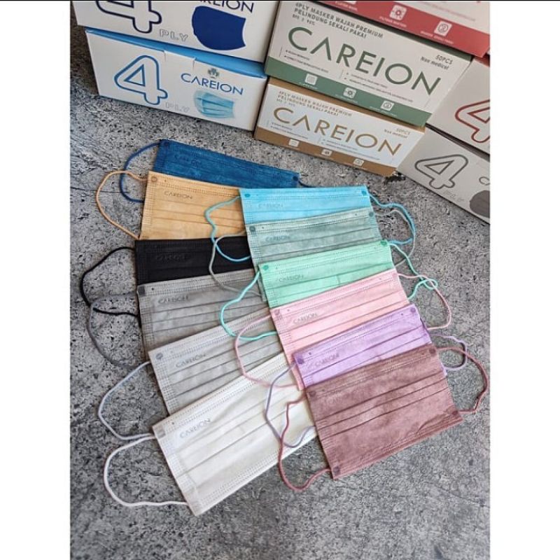 Careion Disposable Earloop Warna 4 Ply 50 pcs / Masker Careion Earloop / Masker Careion 4 ply / Mask