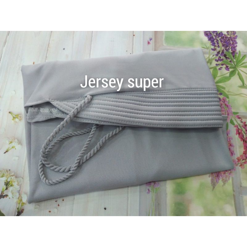hijab jersey tali tambang/bergo jersey tali kepang/hijab jersey tali kepang/kerudung jersey tambang/hijab tali tambang polos variasi-Silver jersy super