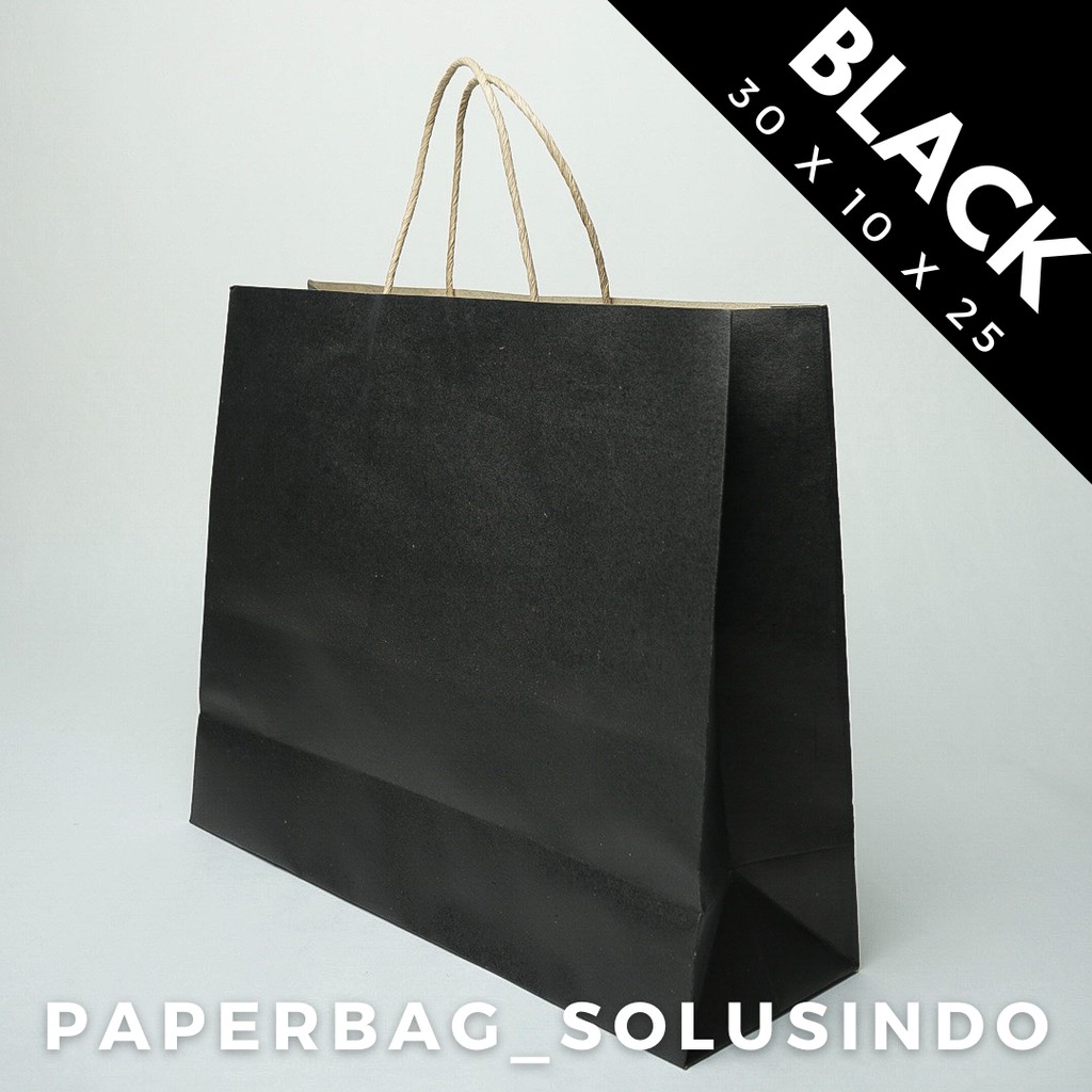 

[Min pemesanan 5] Paperbag / Kantong Kertas Warna 30x10x25 cm Black / Paperbag Hitam