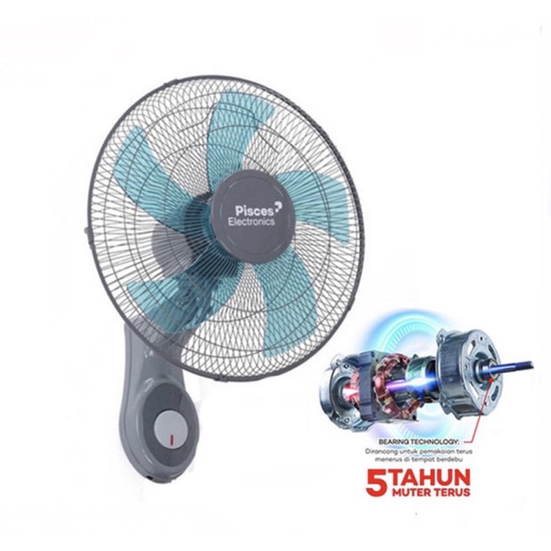 [ PISCES ] Kipas Angin Dinding / Wall Fan Pisces WF-1611 PRO 16 Inci - Teknologi Bearing &amp; Thermofuse!