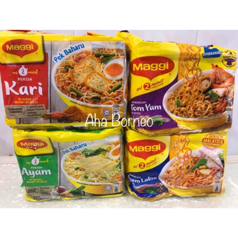 ECERAN PER BKS MAGGI MIE INSTANT MALAYSIAHRG PER SATUAN BKS  MAGGIE 4 RASA KARI/AYAM/TOMYUM/ASAM LAK