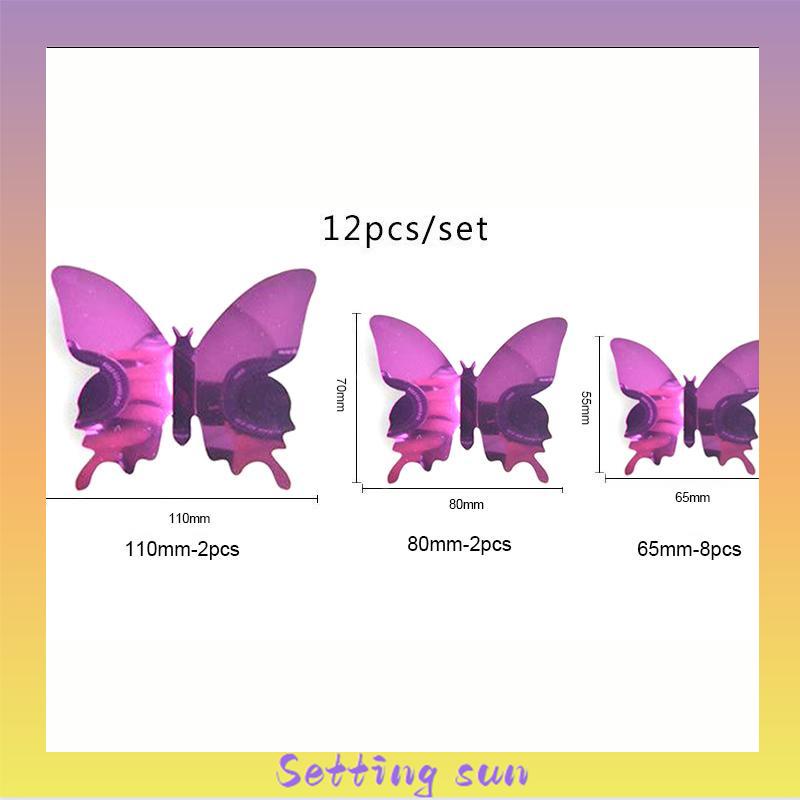 Tiga -Dimensi Pet Mirror 3D Butterfly Wall Sticker Stiker Ruang Tidur Ruang Ruang Ruang Belajar Studi TN