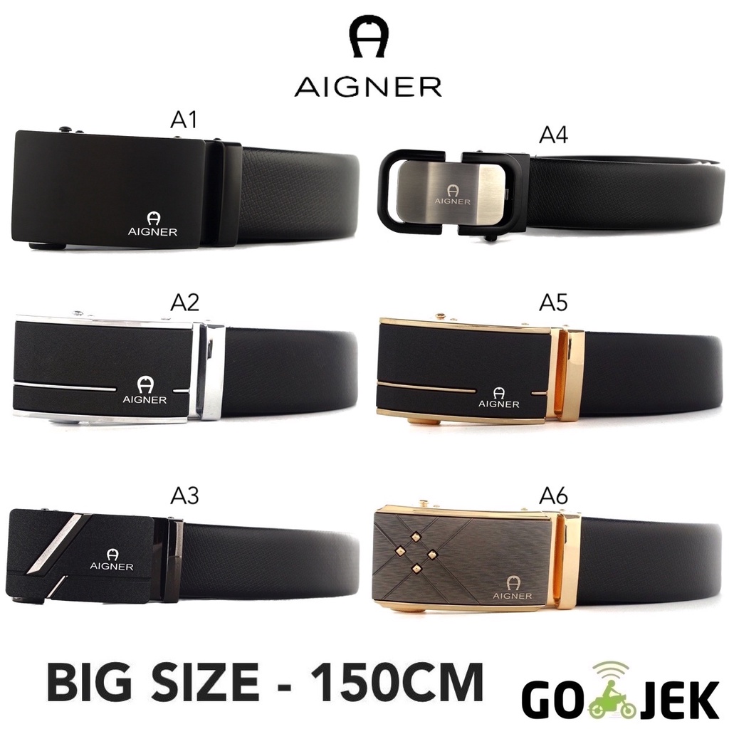 IKAT PINGGANG PRIA REL KULIT | BIG SIZE | GESPER AIGNER BLACK 150CM PREMIUM QUALITY MEN BELT CMP