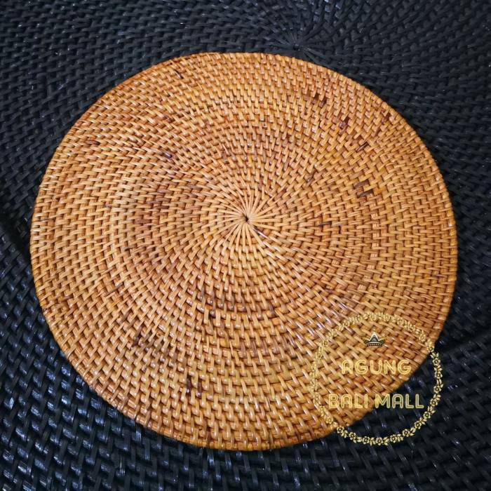 Placemat Rotan 25Cm | Alas Piring Anyaman Rotan | Tatakan Piring Rotan