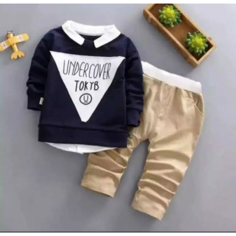 SETELAN SWEATER KERAH UNDERCOVER TERLARIS/SETELAN SWEATER ANAK LAKI-LAKI TERBARU