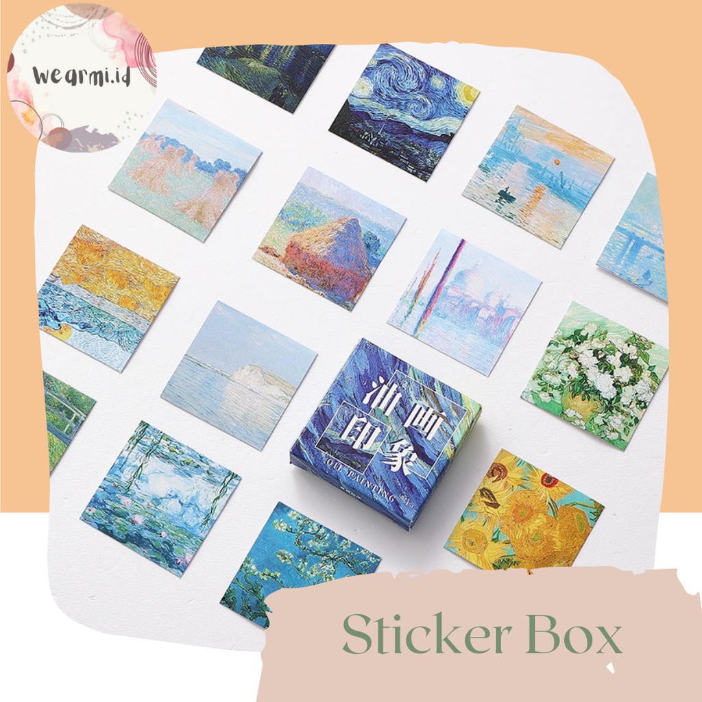

45 Pcs Deco Sticker Box Alam Biru painting Pastel Planner DIY Scrapbook Stiker Dekor Kotak aesthetic